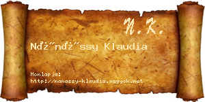 Nánássy Klaudia névjegykártya